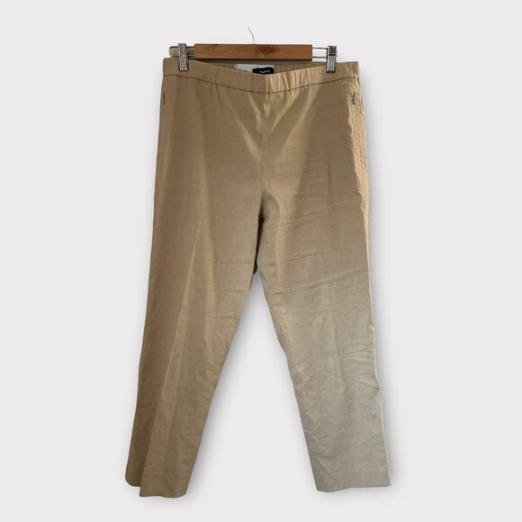 Theory Classic Minimalist Basic Pull On Eco  Organic Crunch Khaki Pants Size 10 - Picture 4 of 10